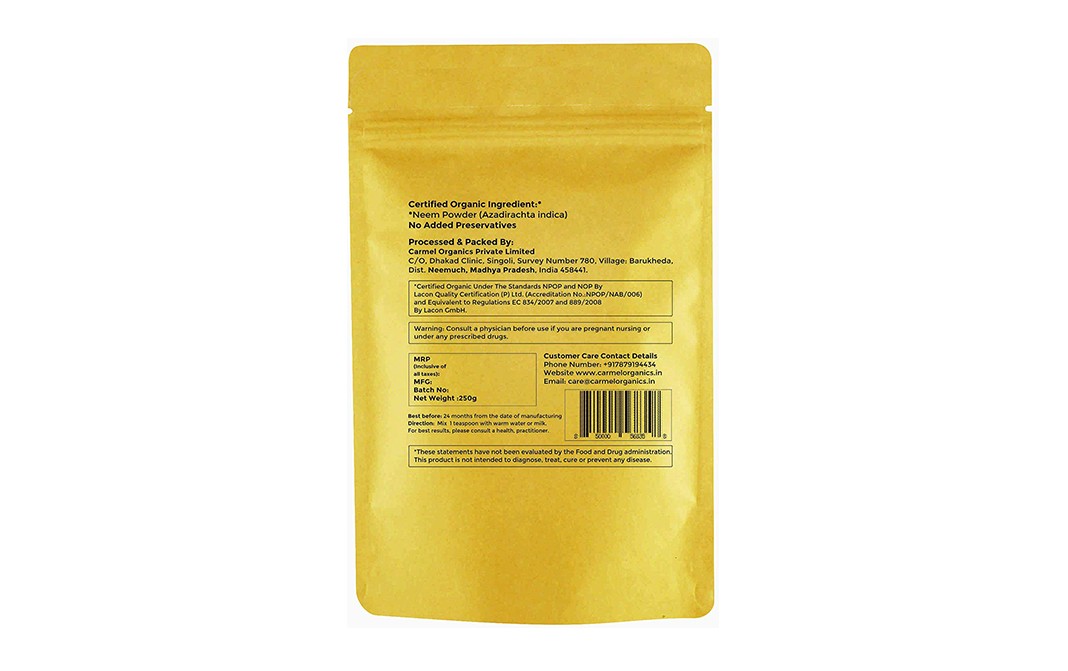 Carmel Organics Neem Powder    Pack  250 grams